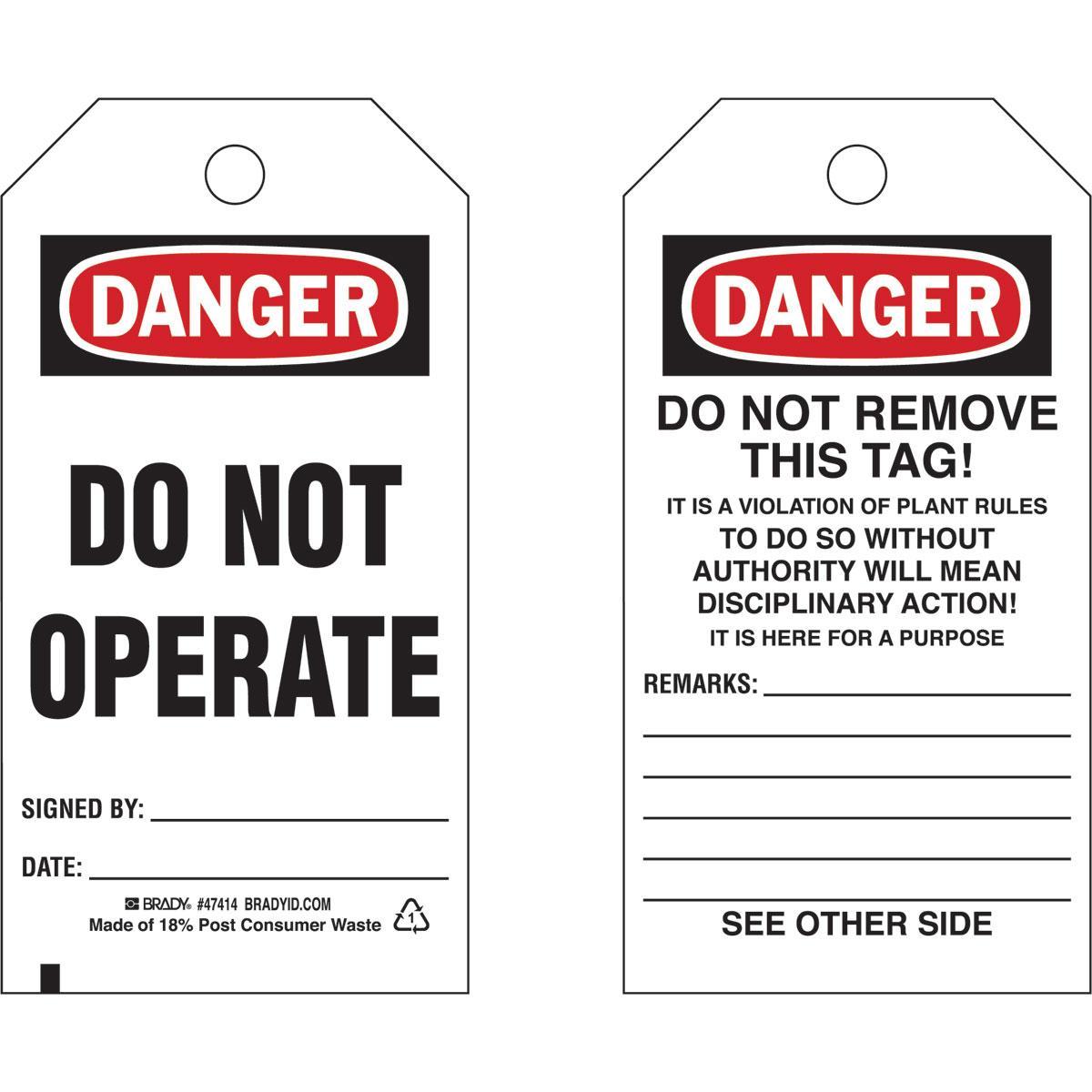 Brady® 47488 Safety & Facility Tags