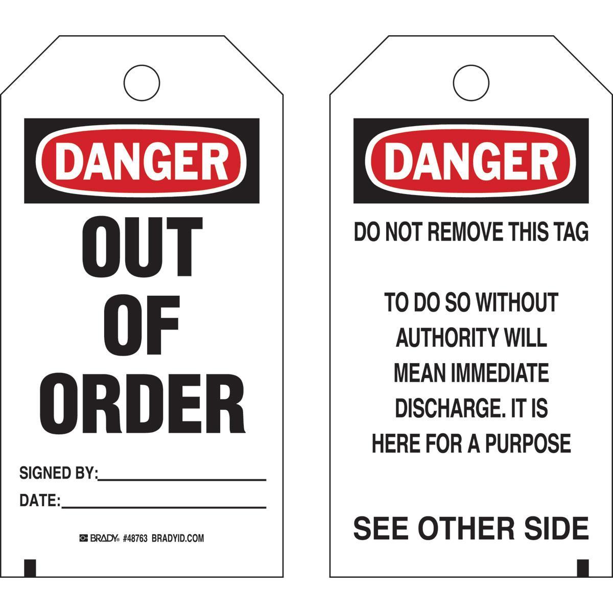 Brady® 48763 Safety & Facility Tags