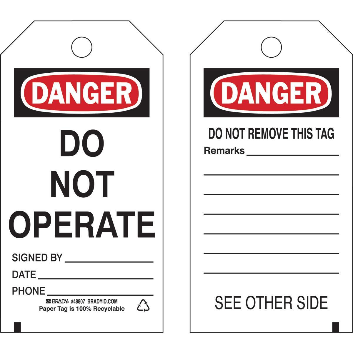 Brady® 48807 Safety & Facility Tags