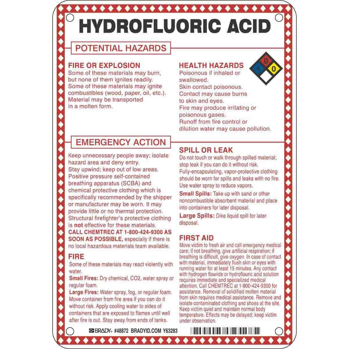 Brady® 48872 Chemical & Hazardous Material Signs