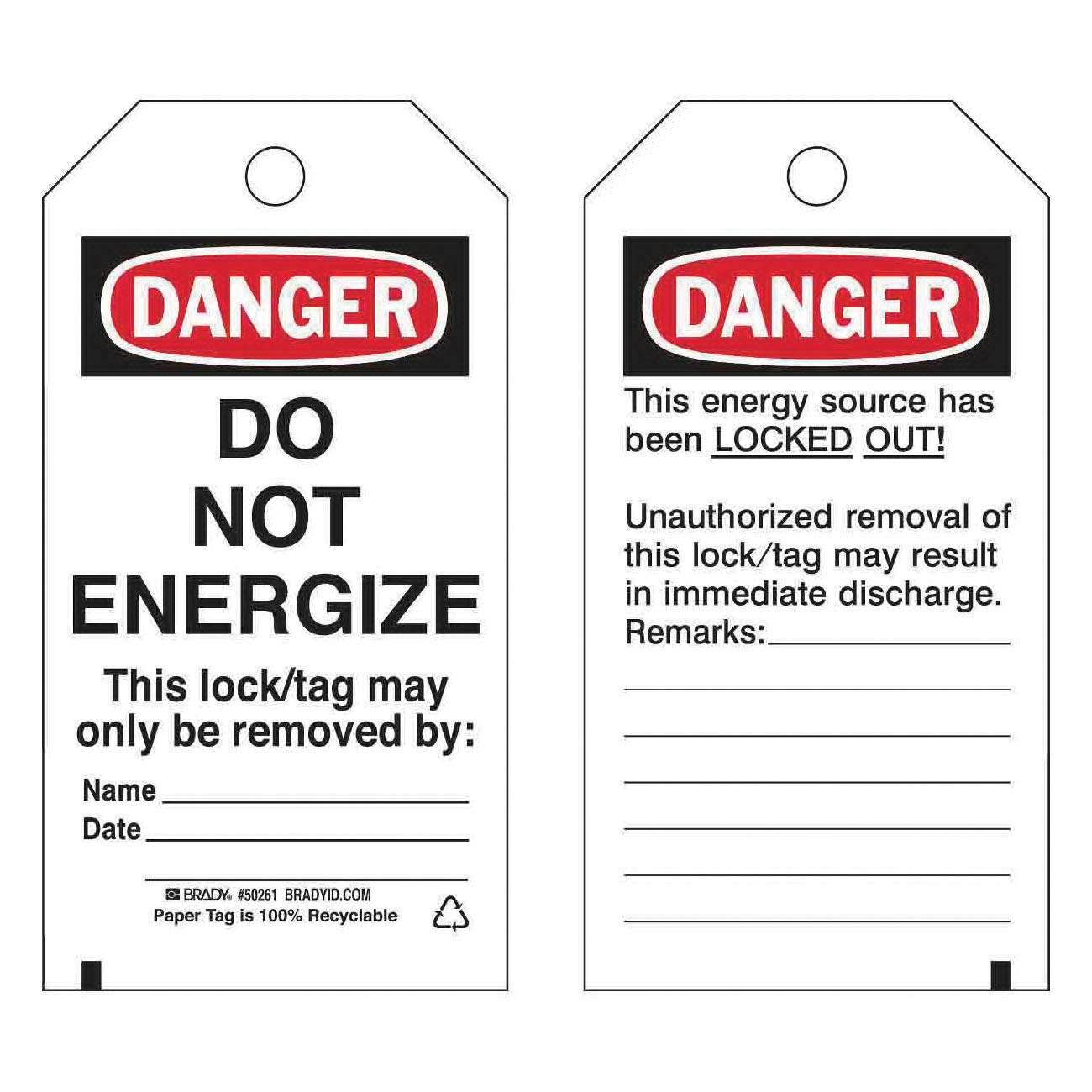 Brady® 50261 Safety & Facility Tags