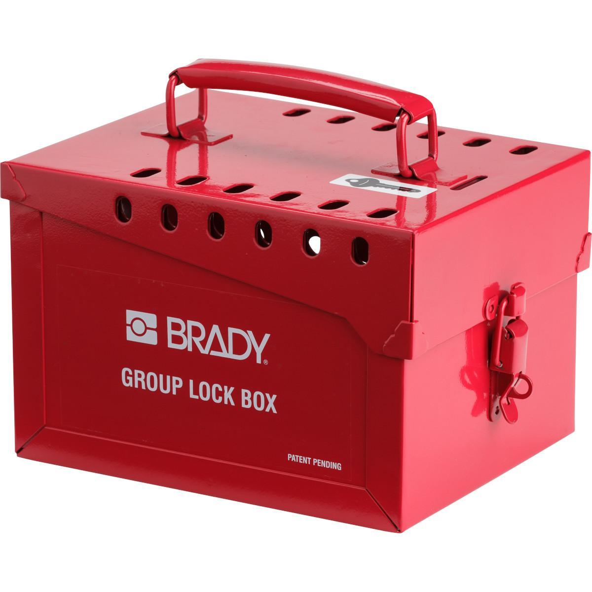 Brady® 51171 Extra Empty Large Heavy Duty Portable Group Lockout Box, 13 Padlocks, Red, 6 in H x 7 in W x 8.9 in D