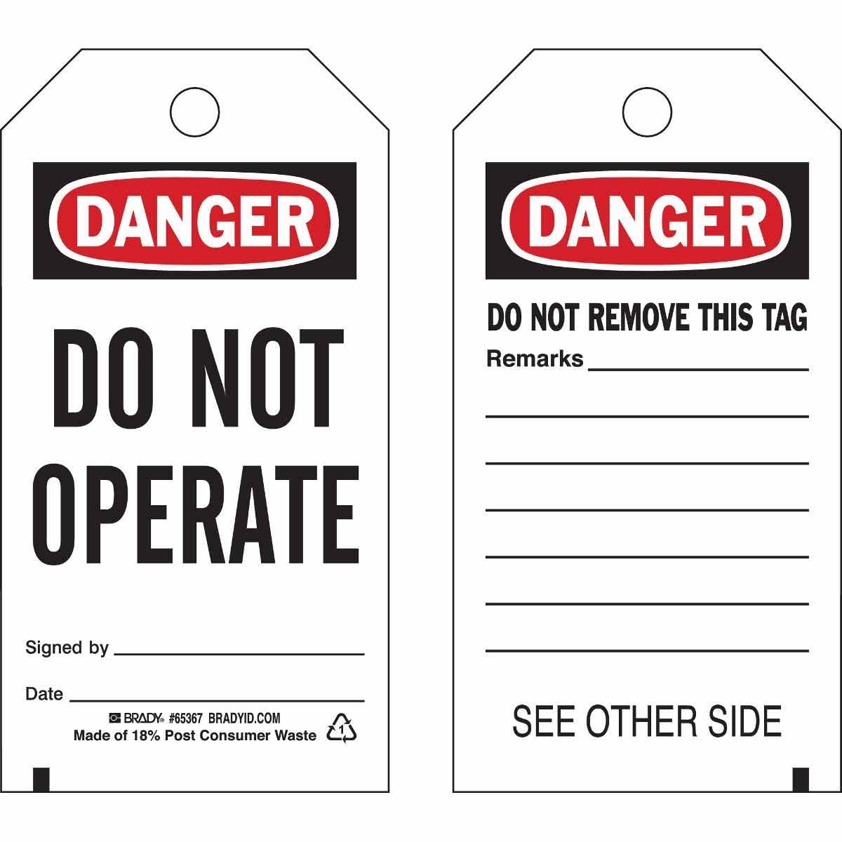 Brady® 65367 Safety & Facility Tags