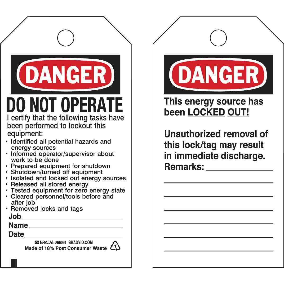 Brady® 65449 Safety & Facility Tags