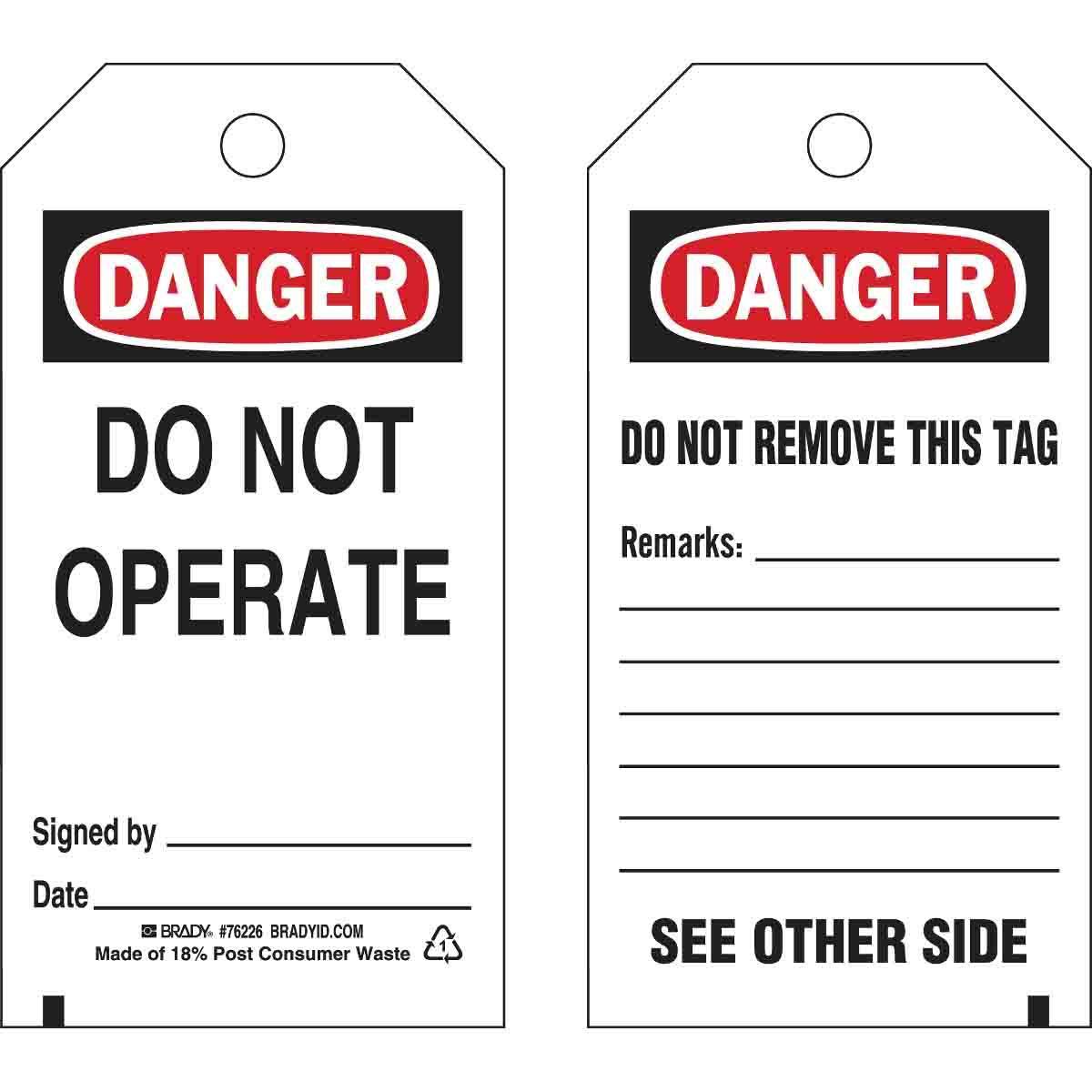 Brady® 76226 Safety & Facility Tags