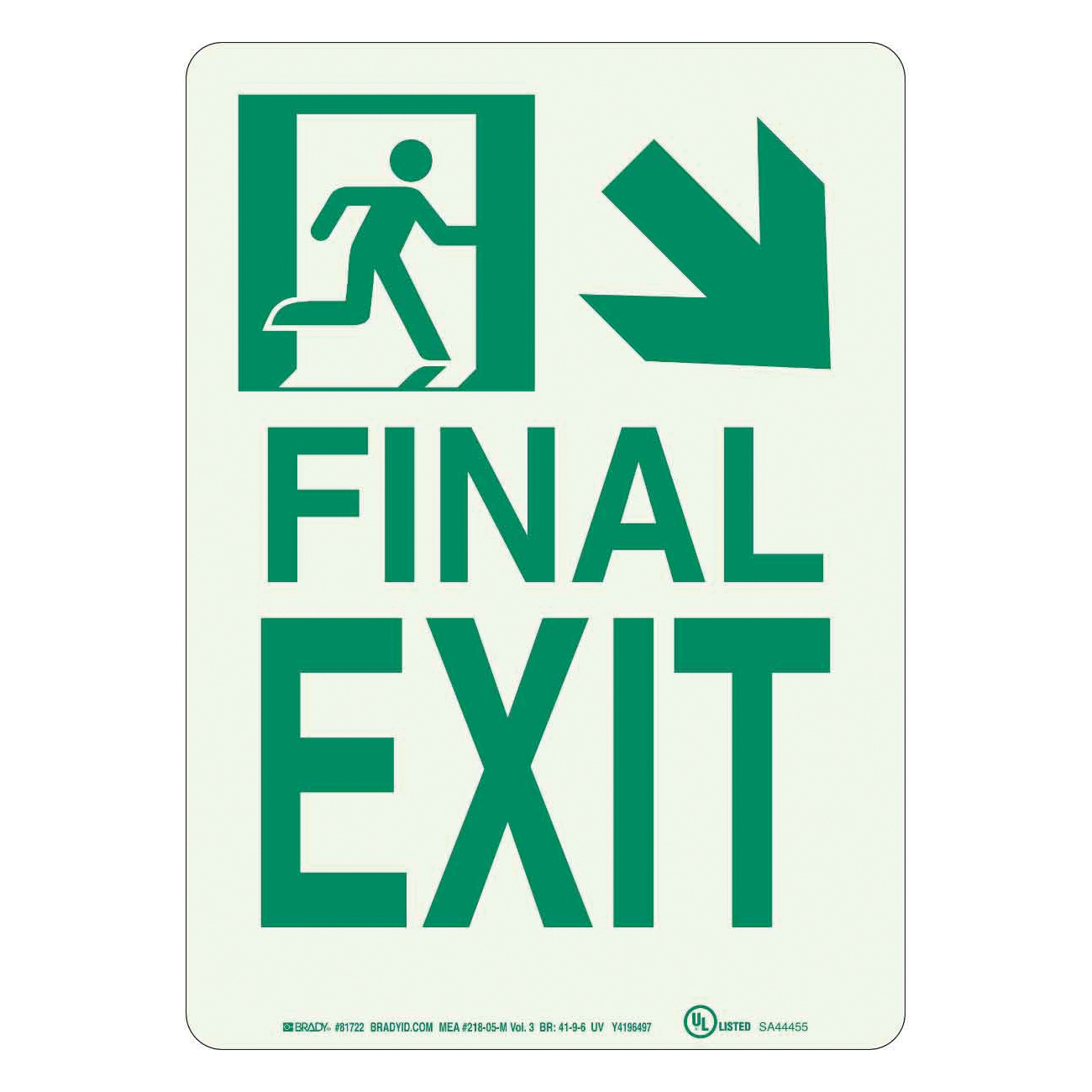 Brady® 81722 Fire, Emergency, Exit & First Aid Signs