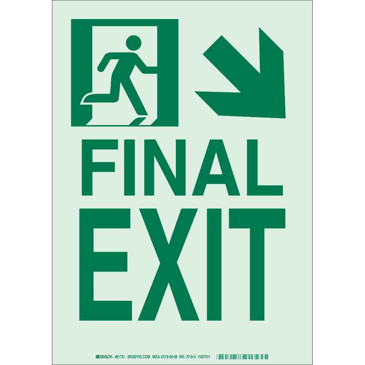 Brady® 81725 Fire, Emergency, Exit & First Aid Signs