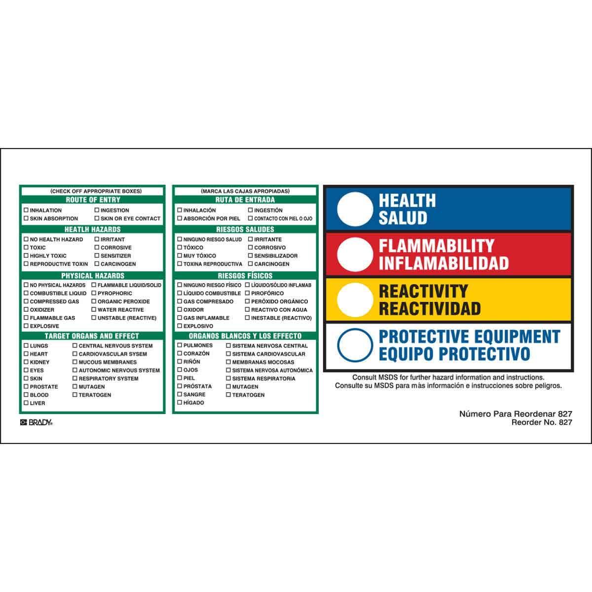 Brady® 827LS Safety & Facility Labels