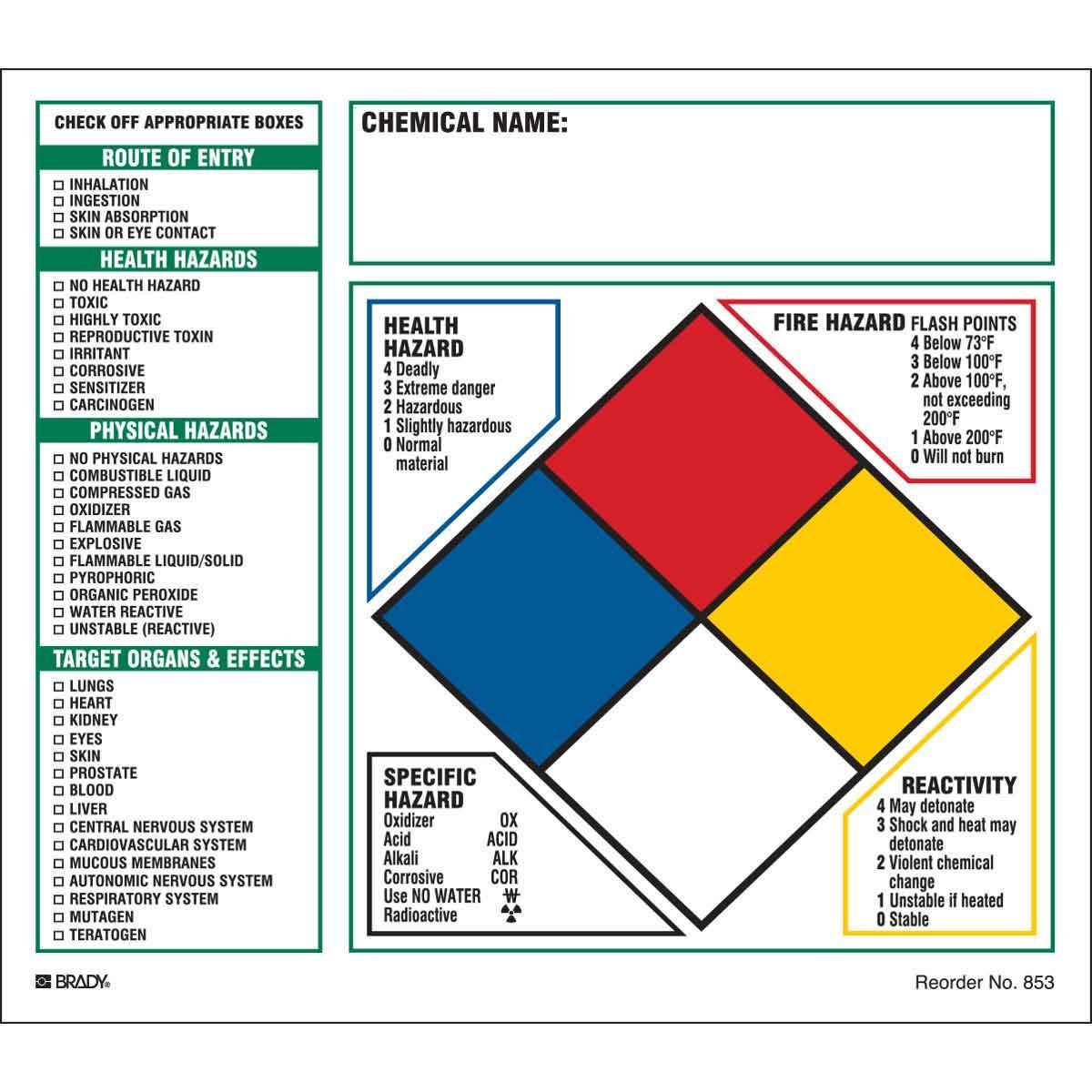 Brady® 853LS Safety & Facility Labels