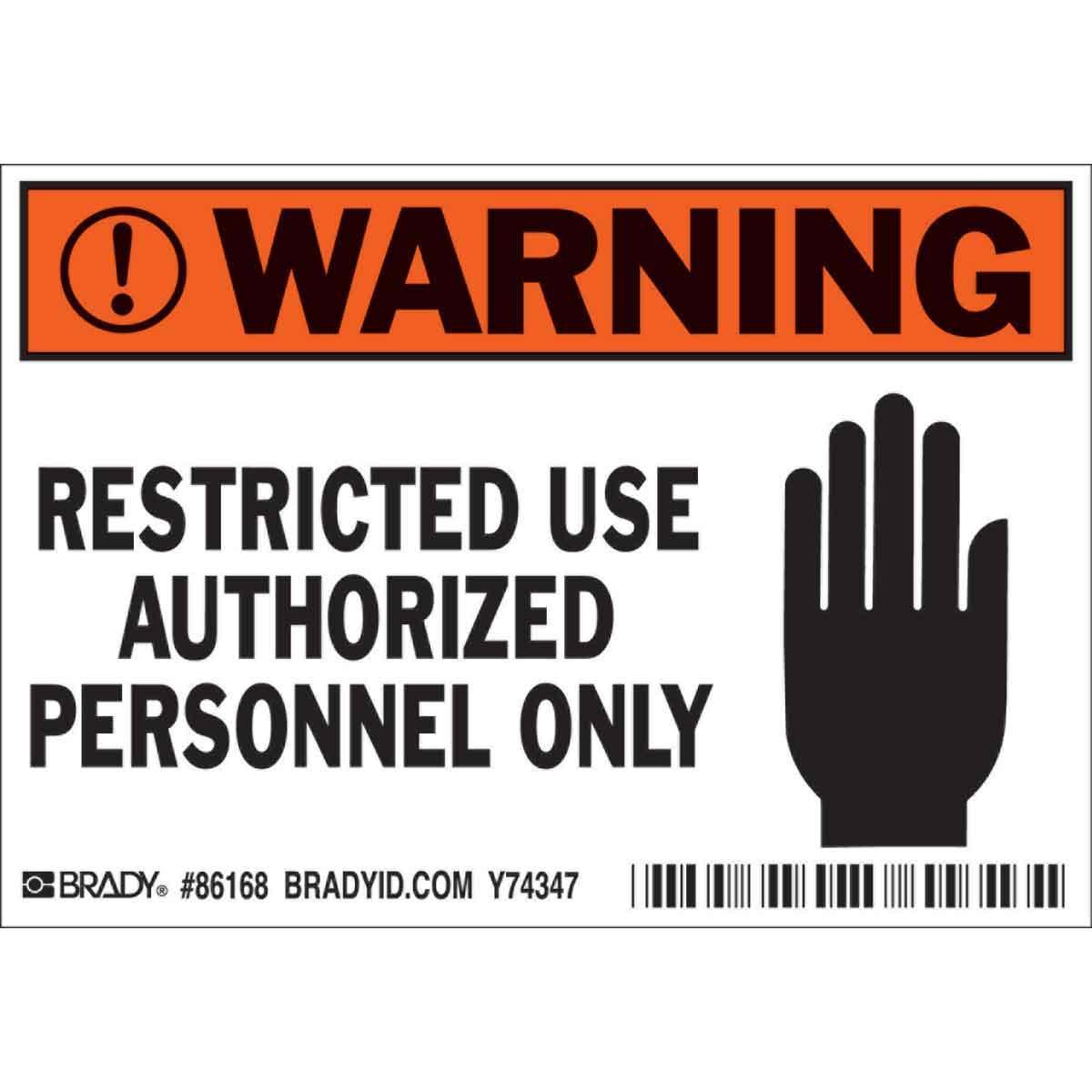 Brady® 86168 Access & Security Signs