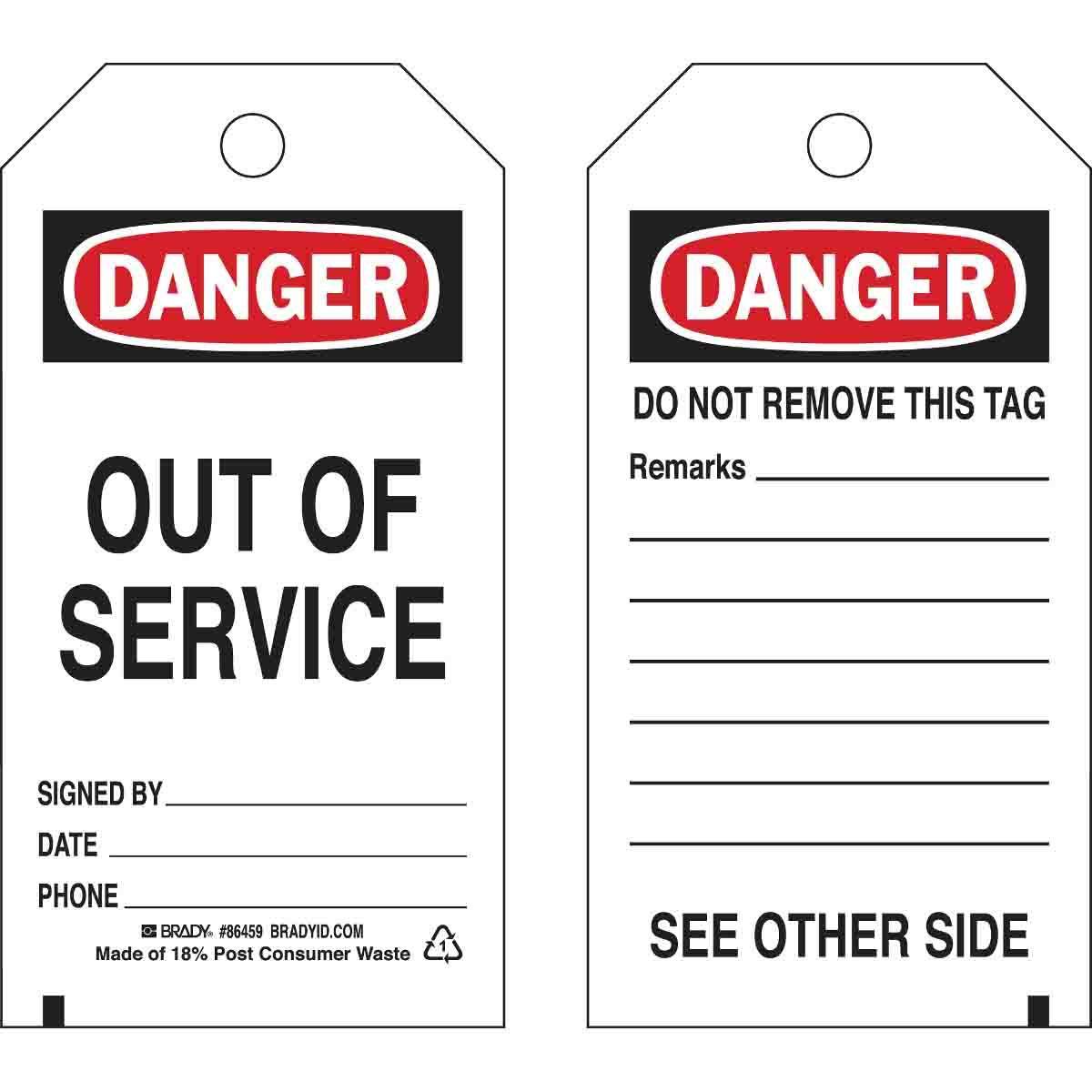 Brady® 86459 Safety & Facility Tags
