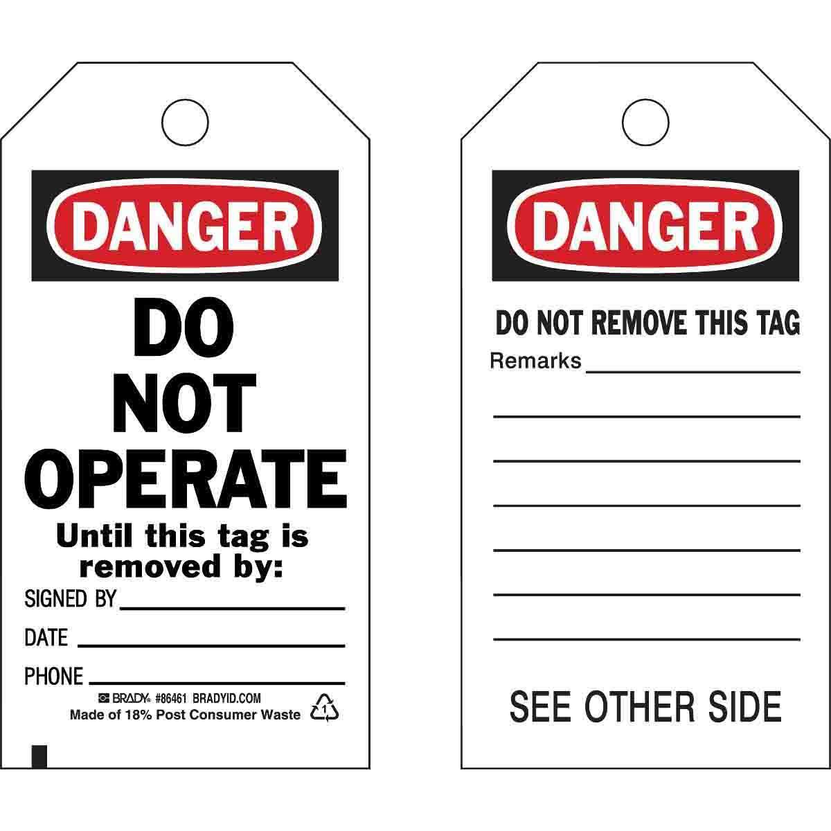 Brady® 86461 Safety & Facility Tags