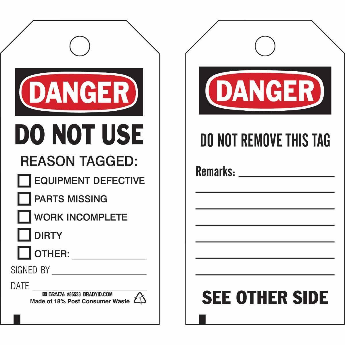 Brady® 86533 Safety & Facility Tags