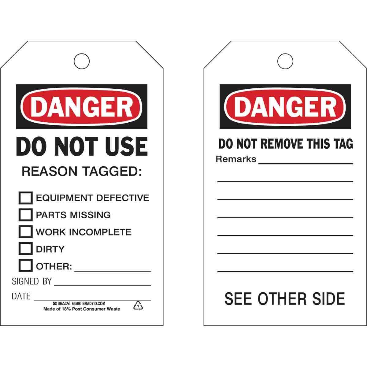 Brady® 86588 Safety & Facility Tags