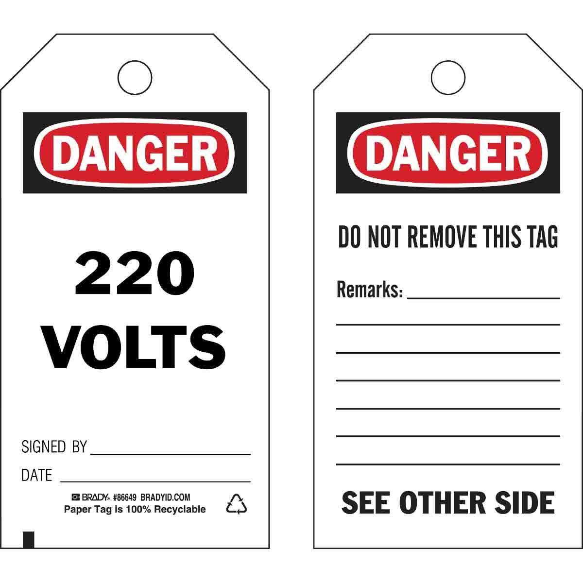 Brady® 86649 Safety & Facility Tags