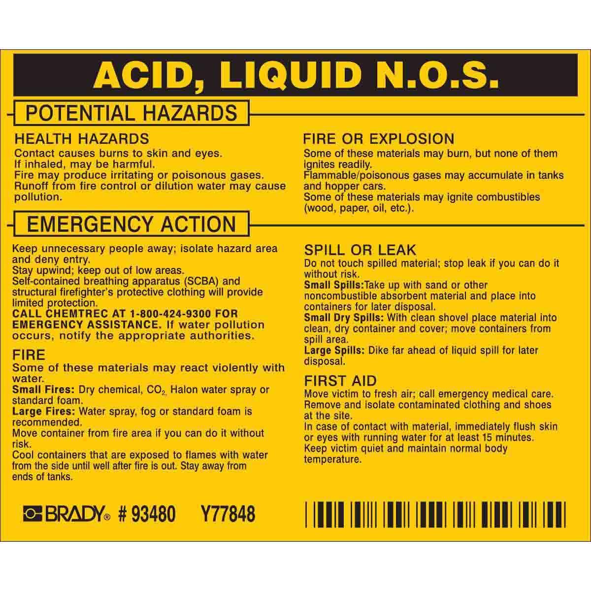 Brady® 93480 Safety & Facility Labels