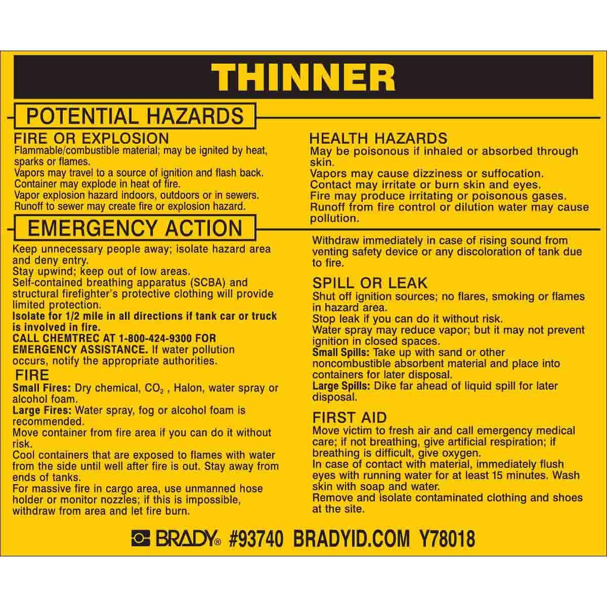 Brady® 93740 Safety & Facility Labels