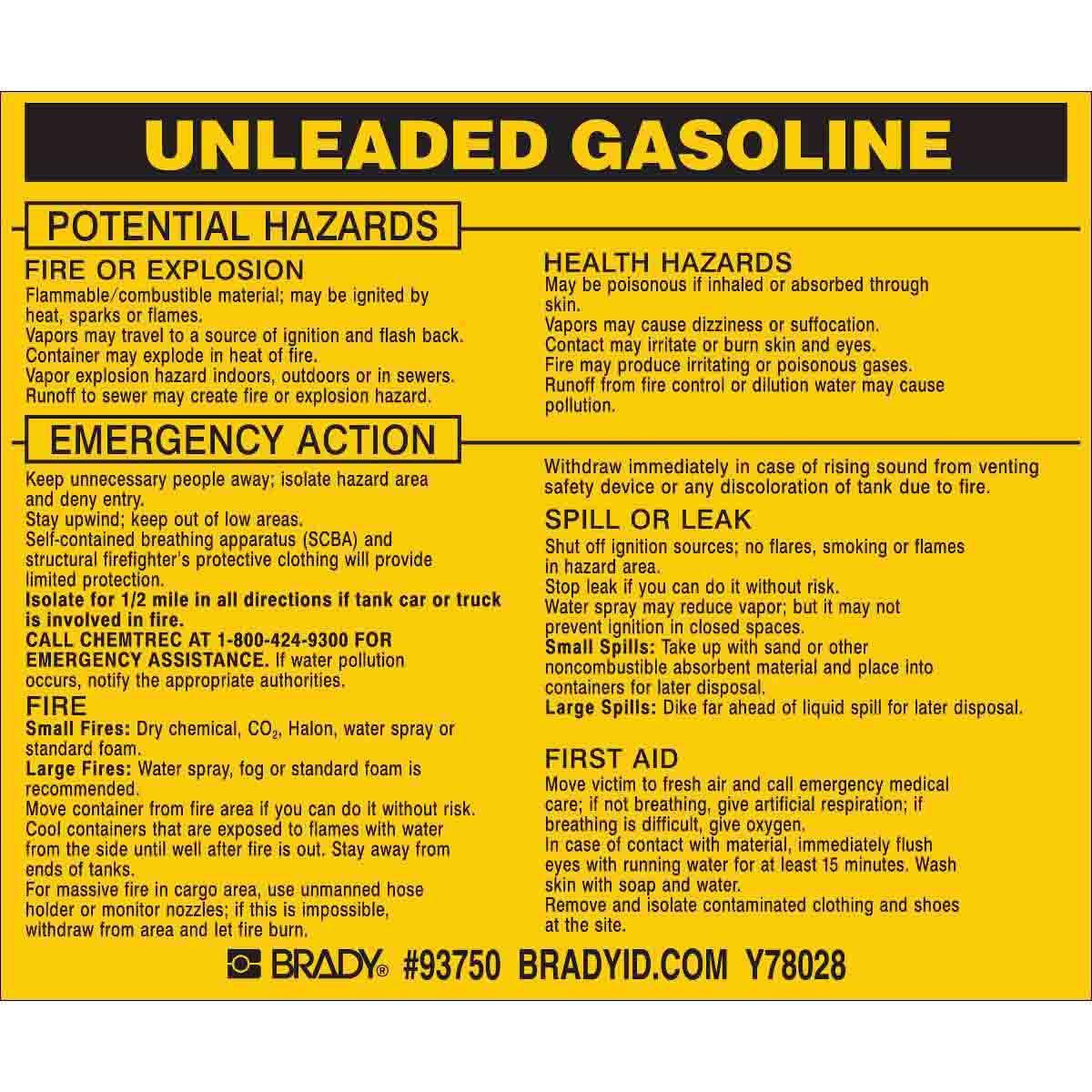 Brady® 93750 Safety & Facility Labels