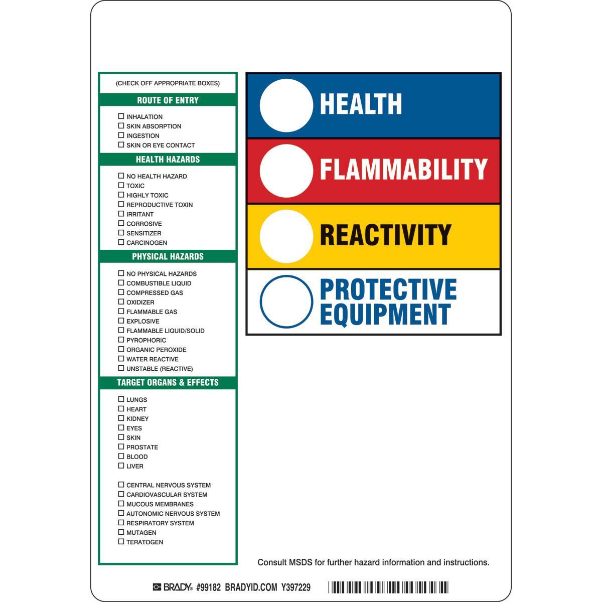 Brady® 99182 Safety & Facility Labels