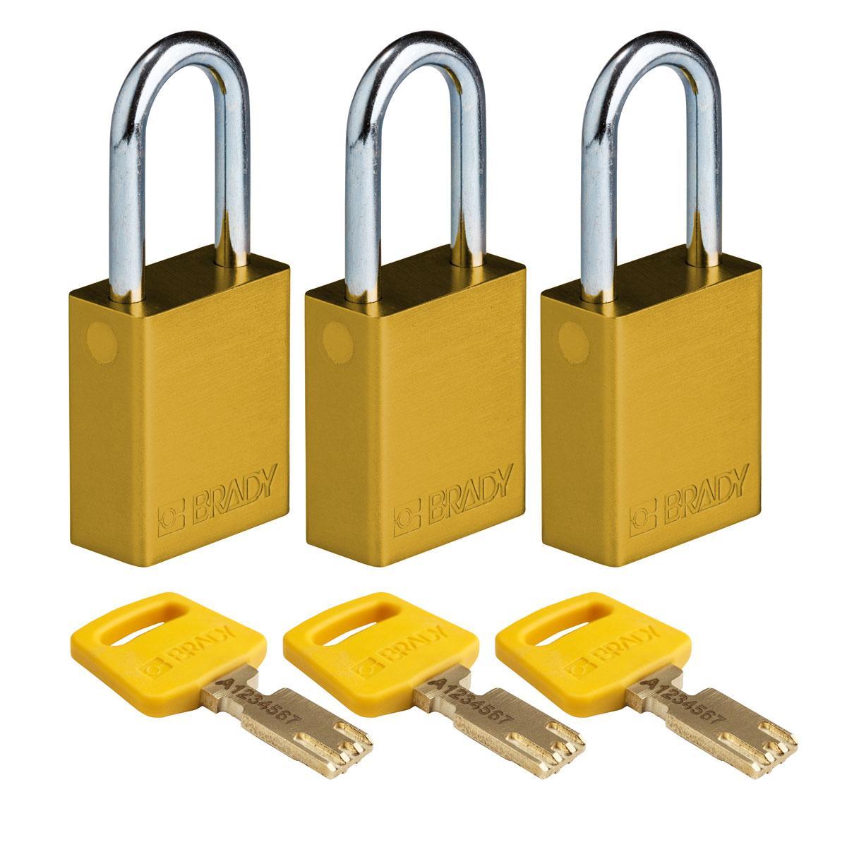 Brady® ALU-YLW-38ST-KA3PK Lockout Padlocks
