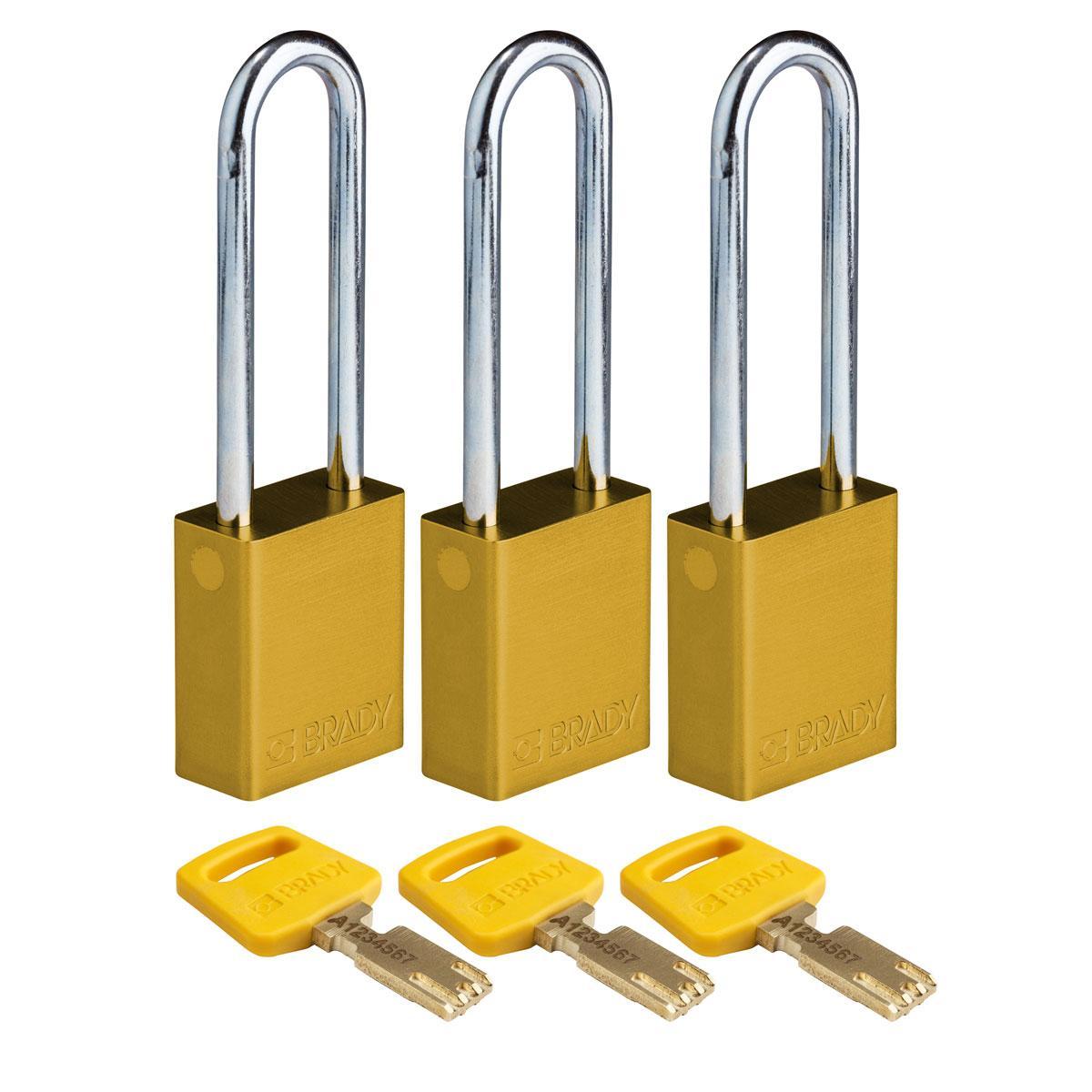 Brady® ALU-YLW-76ST-KA3PK Lockout Padlocks