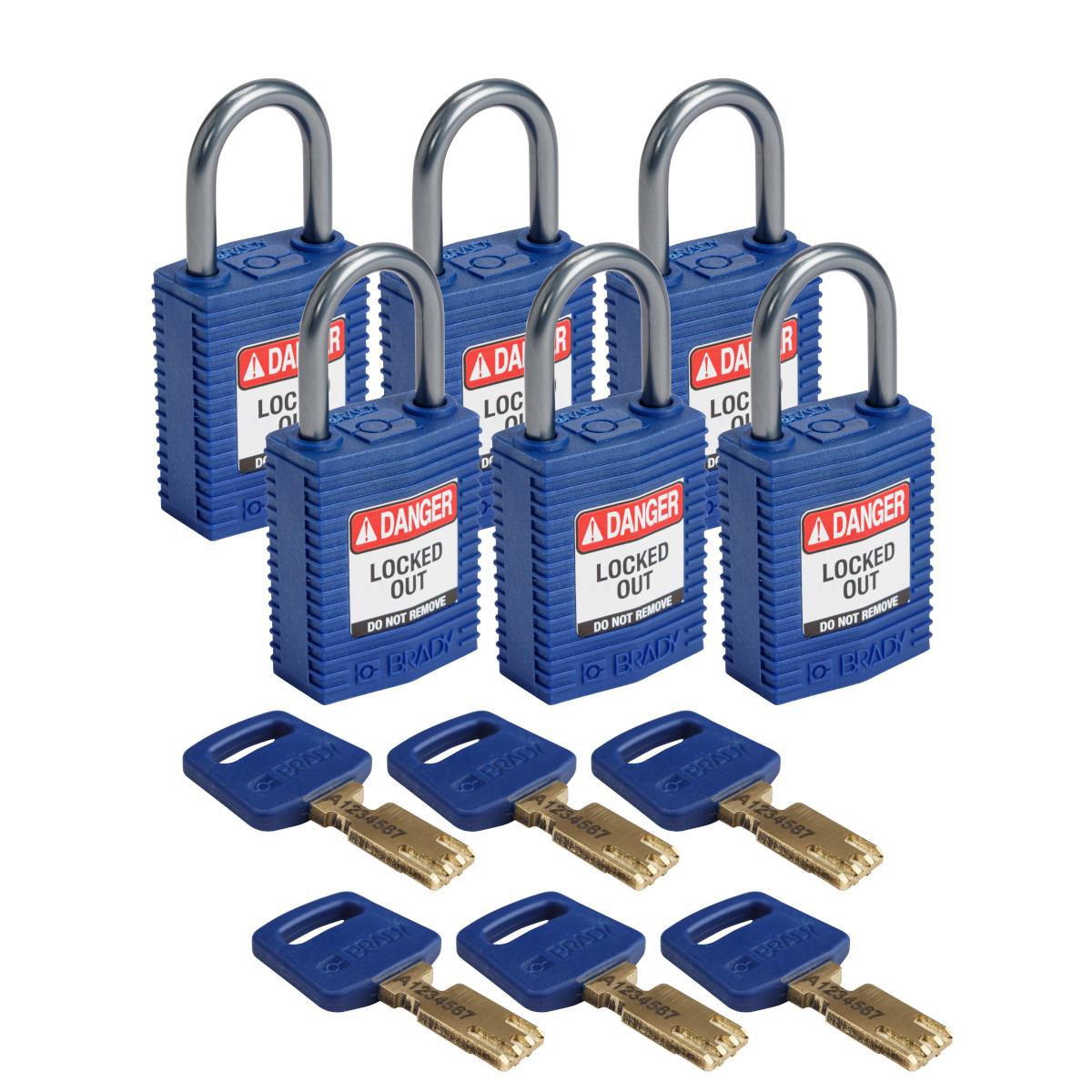 Brady® CPT-BLU-25AL-KD6PK Lockout Padlocks