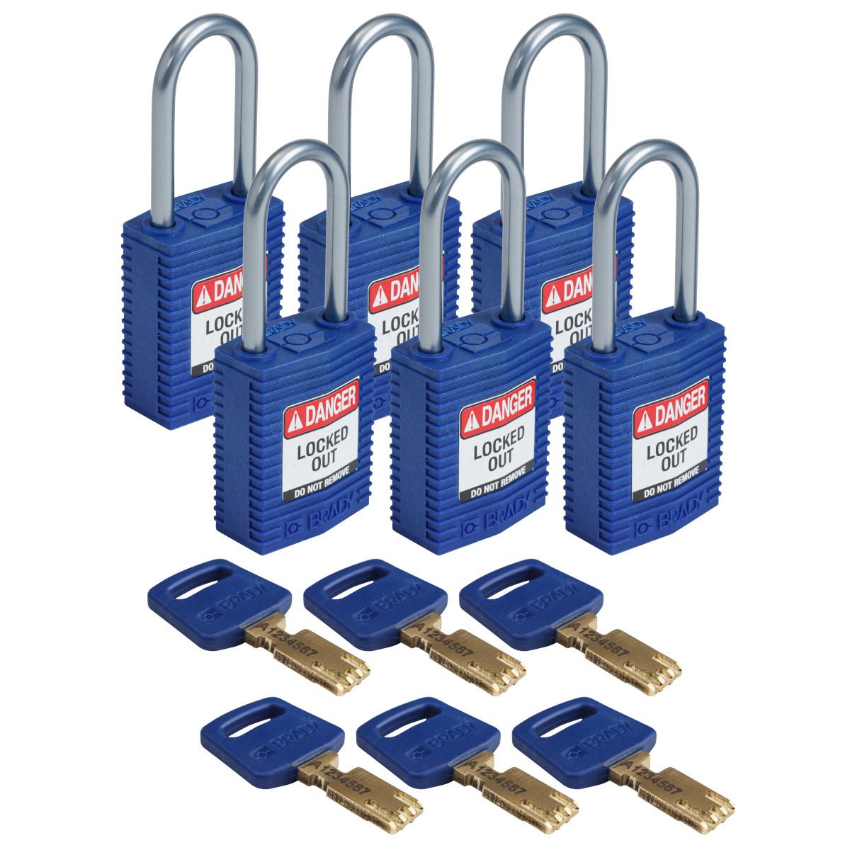 Brady® CPT-BLU-38AL-KD6PK Lockout Padlocks