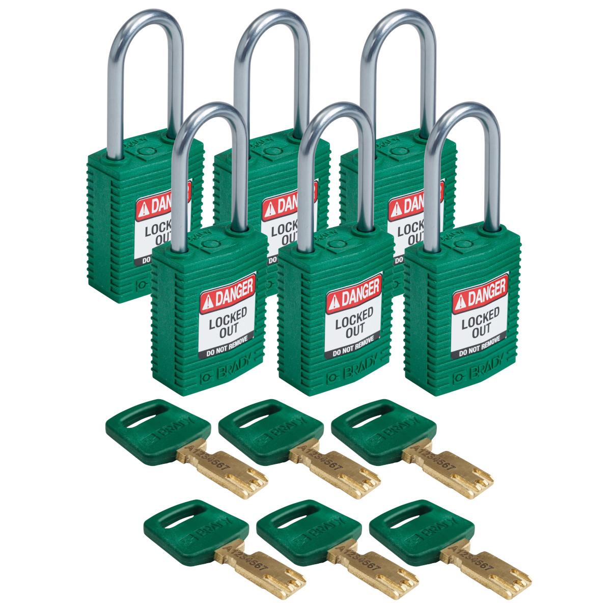 Brady® CPT-GRN-38AL-KD6PK Lockout Padlocks