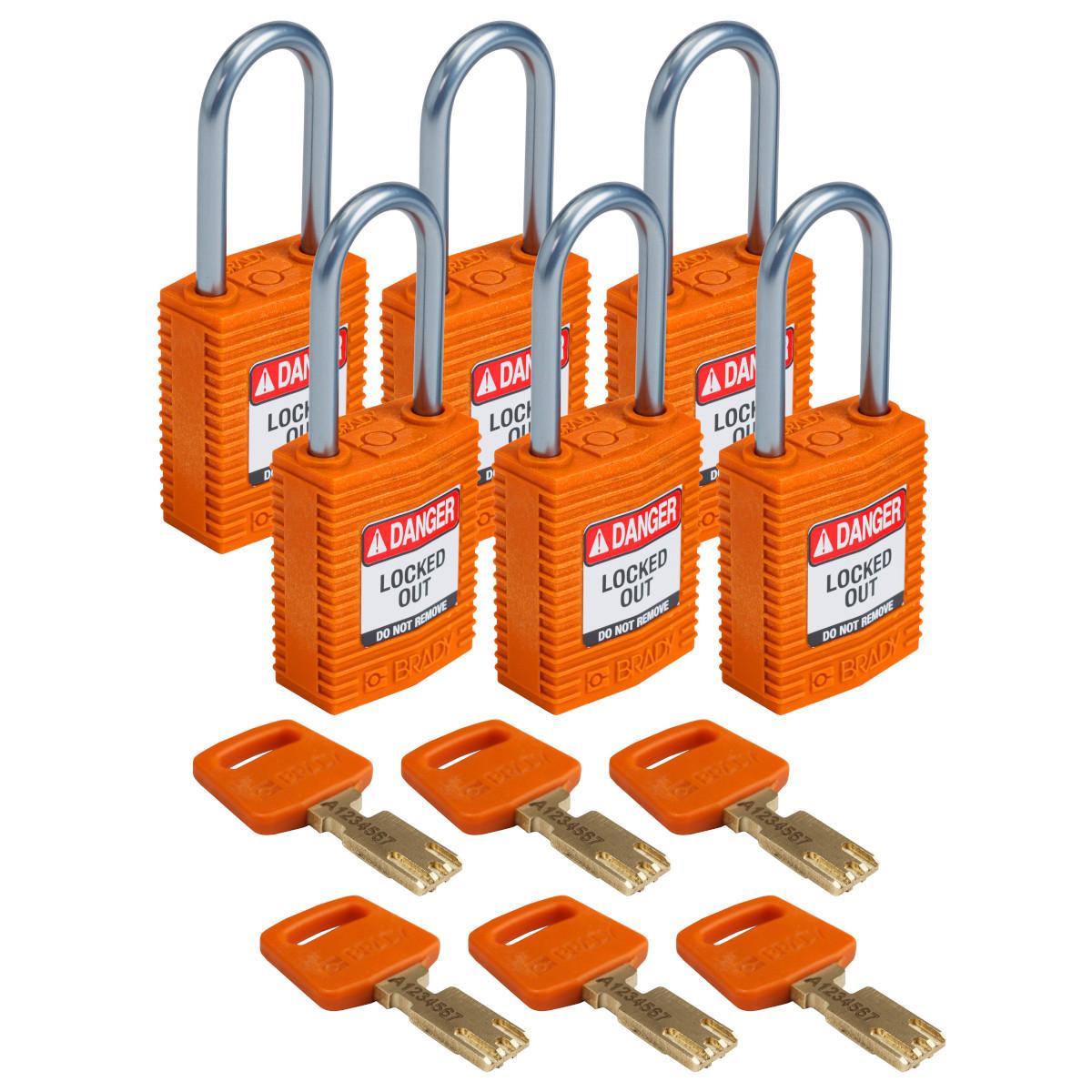 Brady® CPT-ORG-38AL-KD6PK Lockout Padlocks