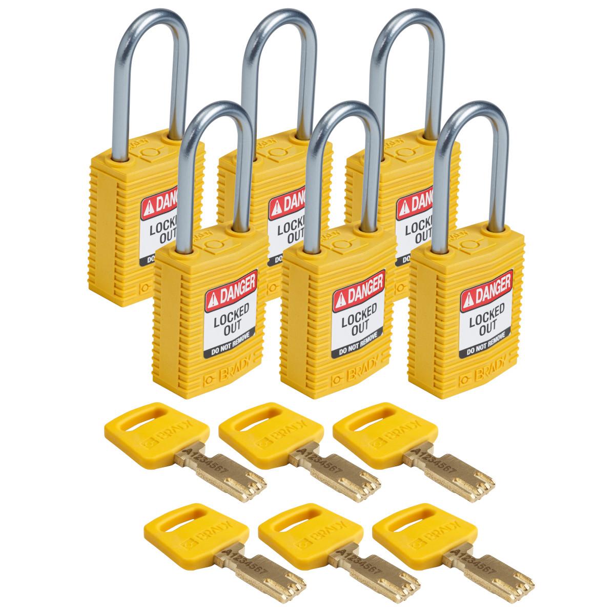 Brady® CPT-YLW-38AL-KD6PK Lockout Padlocks