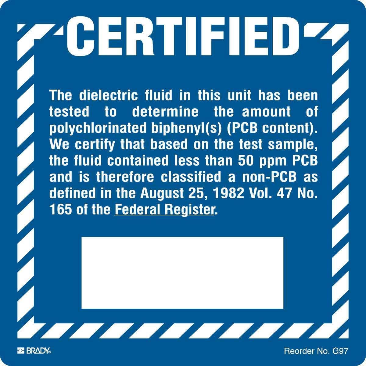 Brady® G97LS Safety & Facility Labels