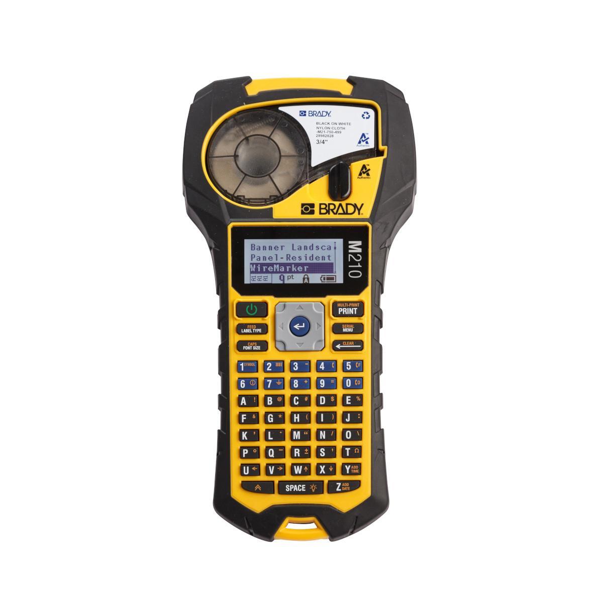 Brady® M210 Label Maker, 0.75 in W Tape, 6 - 40 pt Font, Monocolor LCD Screen Display