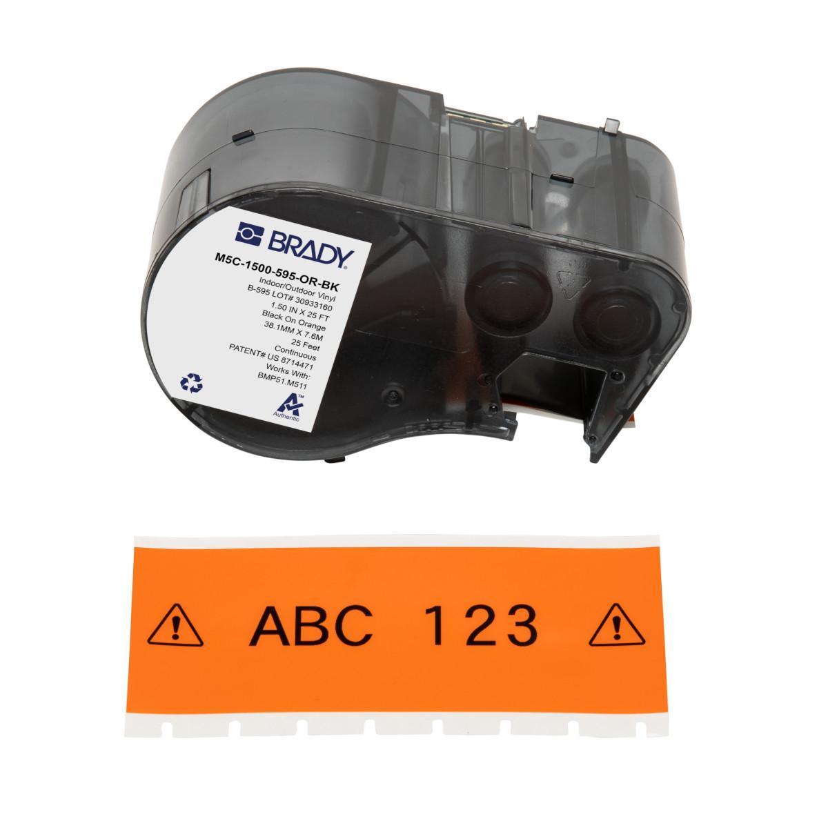 Brady® M5C-1500-595-OR-BK Safety & Facility Labels