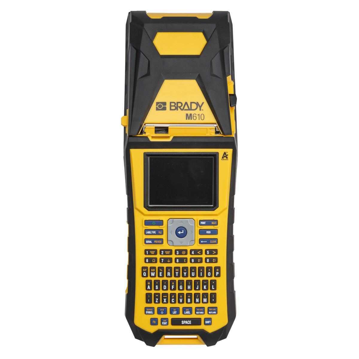 Brady® M610 300 dpi Barcode Capable Single Color Handheld Label Maker, Thermal Transfer Print, 2 in W Tape, 4 - 170 Point Font, Power Source: AC Power/Lithium-Ion Battery, Color LCD Touch Screen Display