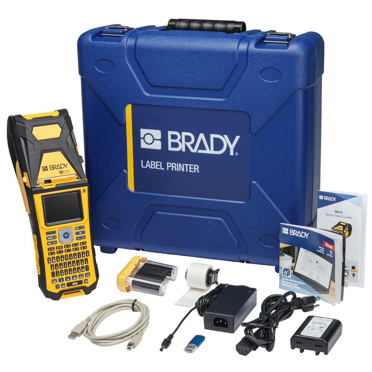 Brady® M610-KIT 300 dpi Barcode Capable Single Color Handheld Label Maker, Thermal Transfer Print, 2 in W Tape, 4 - 170 Point Font, Power Source: AC Power/Lithium-Ion Battery, Color LCD Touch Screen Display