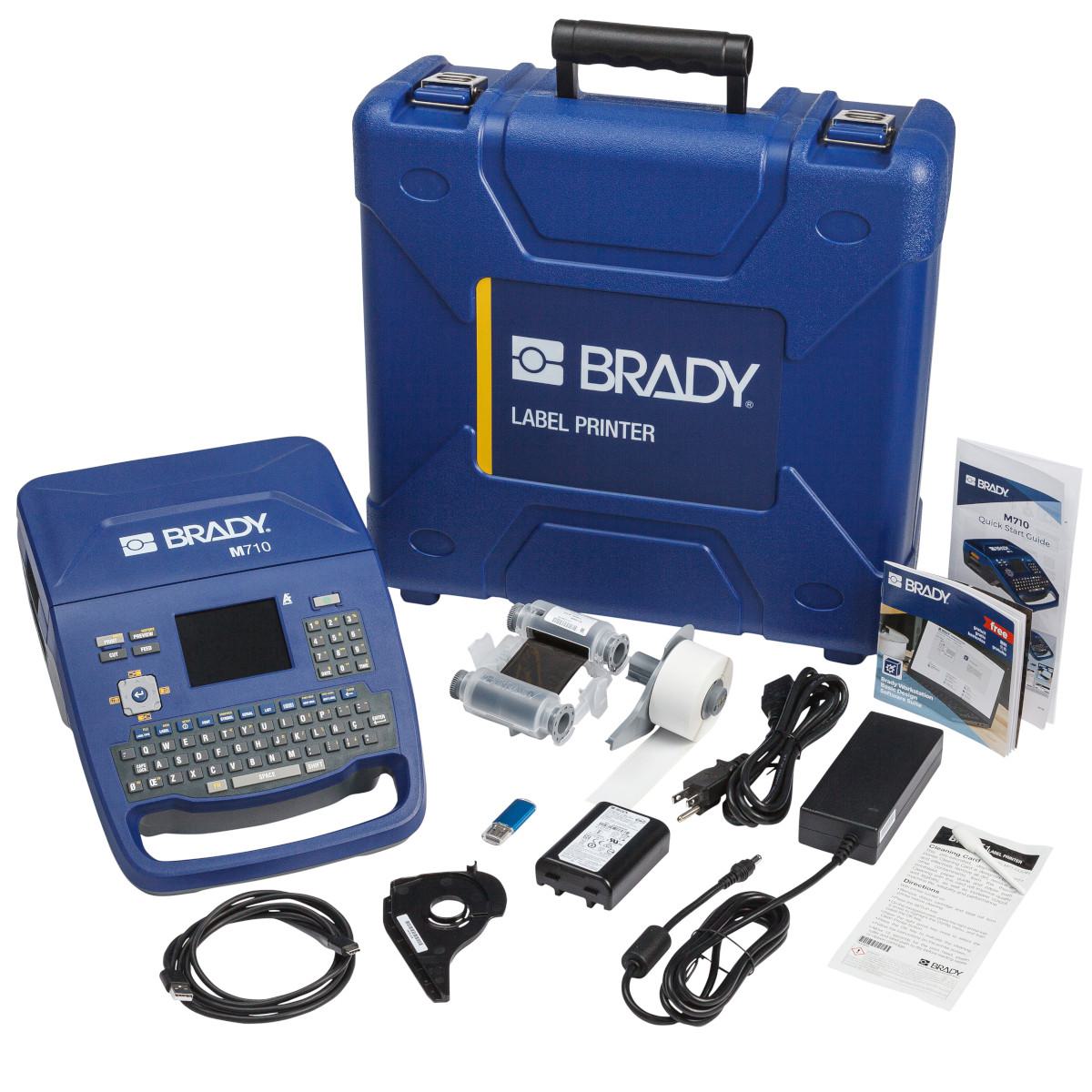 Brady® M710-KIT Portable Label Printer, Thermal Transfer Print, 2 in W Tape, 4 - 174 Point Font, Power Source: Rechargeable Battery/AC Power, Color LCD Touch Screen Display