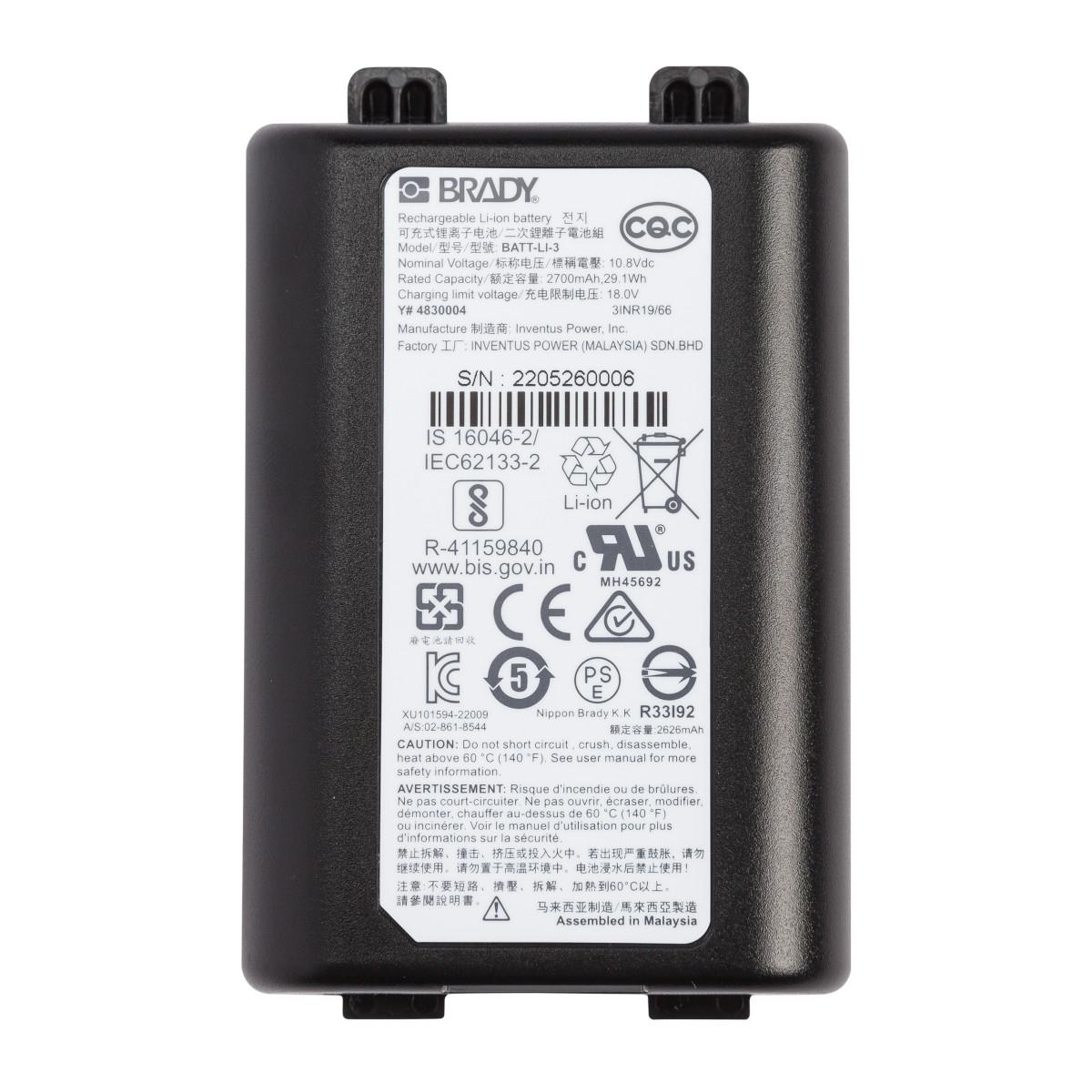 Brady® M-LION-BATTERY Label Printer Batteries