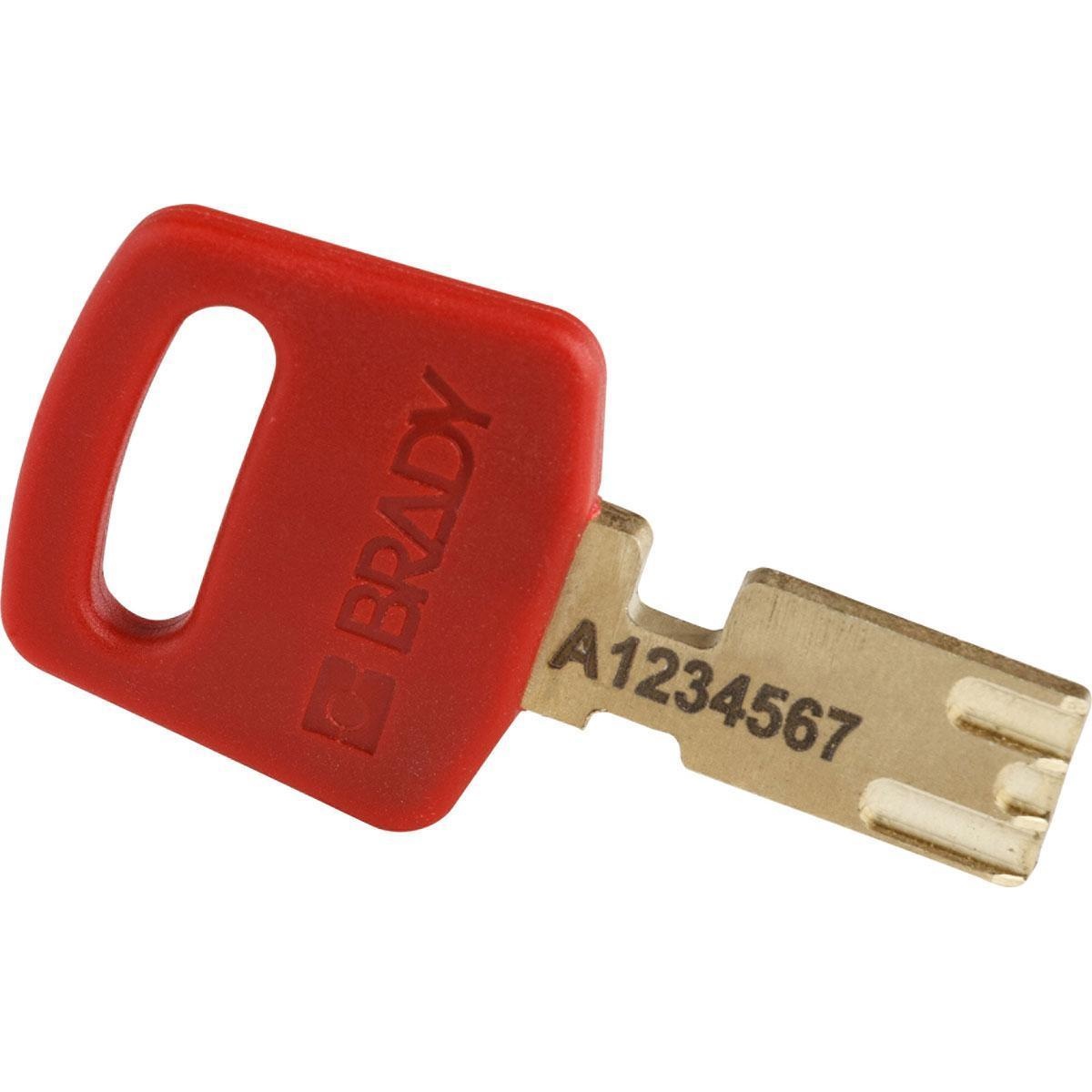 Brady® NYL-RED-38PL-KD6PK SafeKey Standard Lockout Padlock, Different Key, Red, LOTO-101 Nylon Body, 1/4 in Dia x 1-1/2 in H x 0.8 in W Plastic Shackle, 3/4 in L Body, Non-Conductive Conductivity