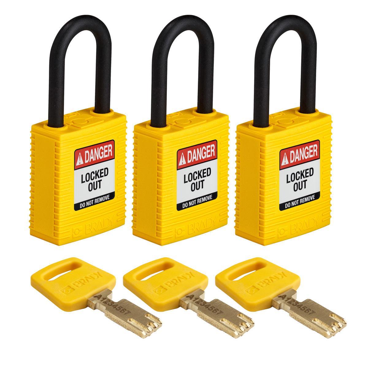 Brady® NYL-YLW-38PL-KA3PK Lockout Padlocks