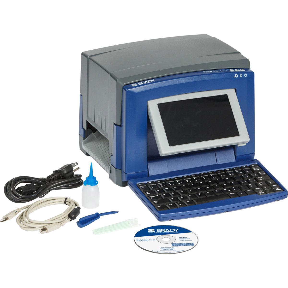 Brady® Bradyprinter™ S3100-W Keyboard Barcode Capable Single Color Sign and Label Printer, Thermal Transfer Print, 4-1/4 in W Tape, 0.05 to 3.5 in Text Font, 110 to 240 V AC, Color Touchscreen Display
