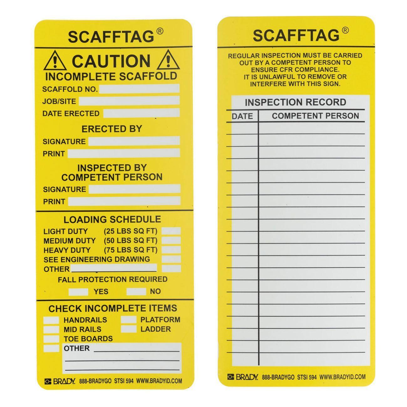 Brady® SCAF-STSI594 Blank Tags & Preprinted Headers