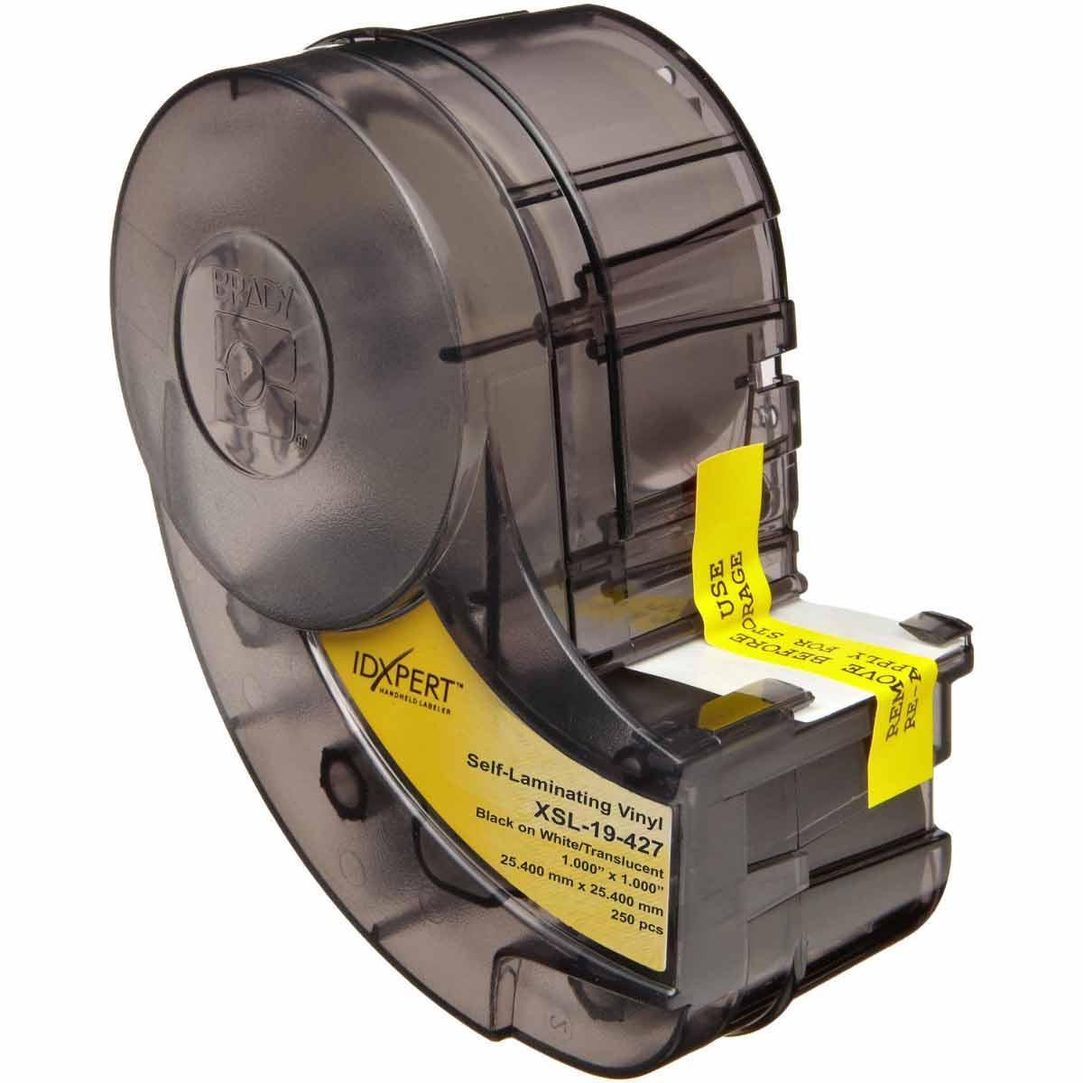 Brady® IDXpert™ XSL-19-427 Colored Square Write-On Printer Label, 1 in L x 1 in W, Colored Write-On Area Legend, Black on Clear/White, B-427 Vinyl
