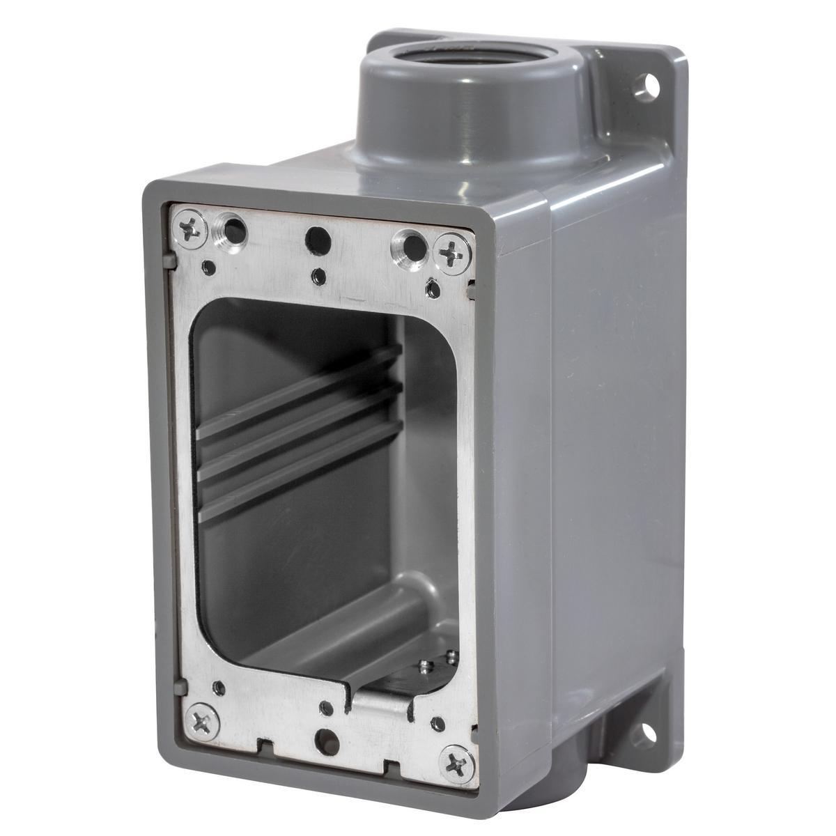 Hubbell Wiring Device-Kellems HBL6083 HBL® Non-Metallic Standard Watertight Molded FD Box, Iron, 22 cu-in Capacity, 2 Gangs, (1) Outlets, 5-1/2 in H x 2-7/8 in W x 2 in D