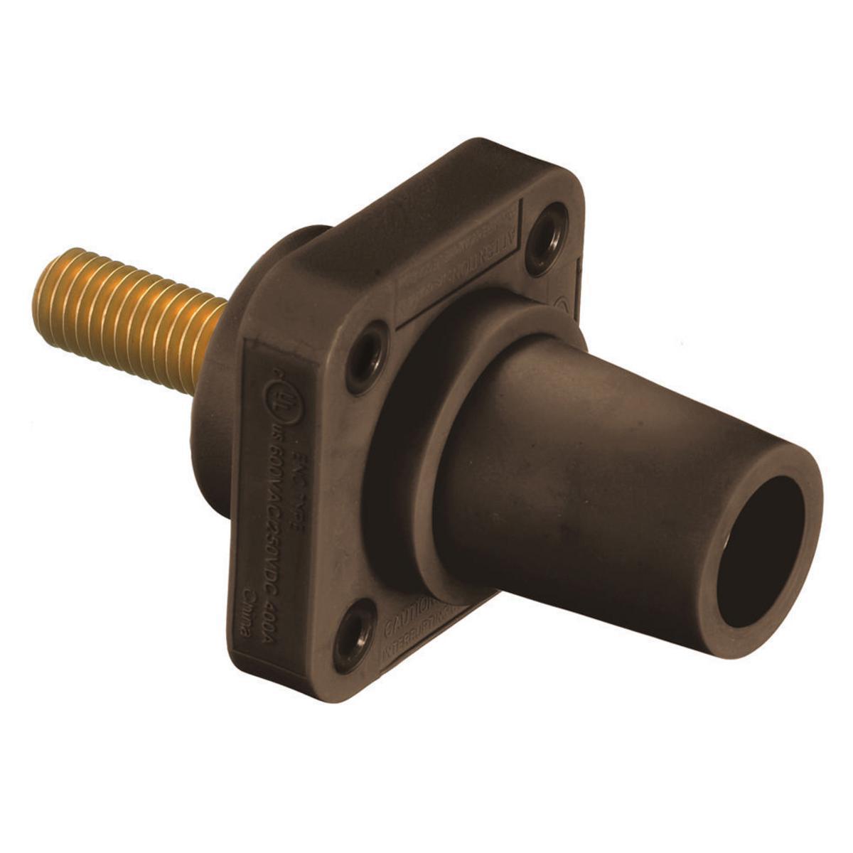 Hubbell Wiring Device-Kellems HBLFRSBN 16 Series Female Heavy Duty Industrial Grade Standard Single Pole Receptacle, 600 V AC/250 V DC, 400 A, 4 to 4/0 AWG Wire, Stud Connection, 3R/4X/12 NEMA Rating