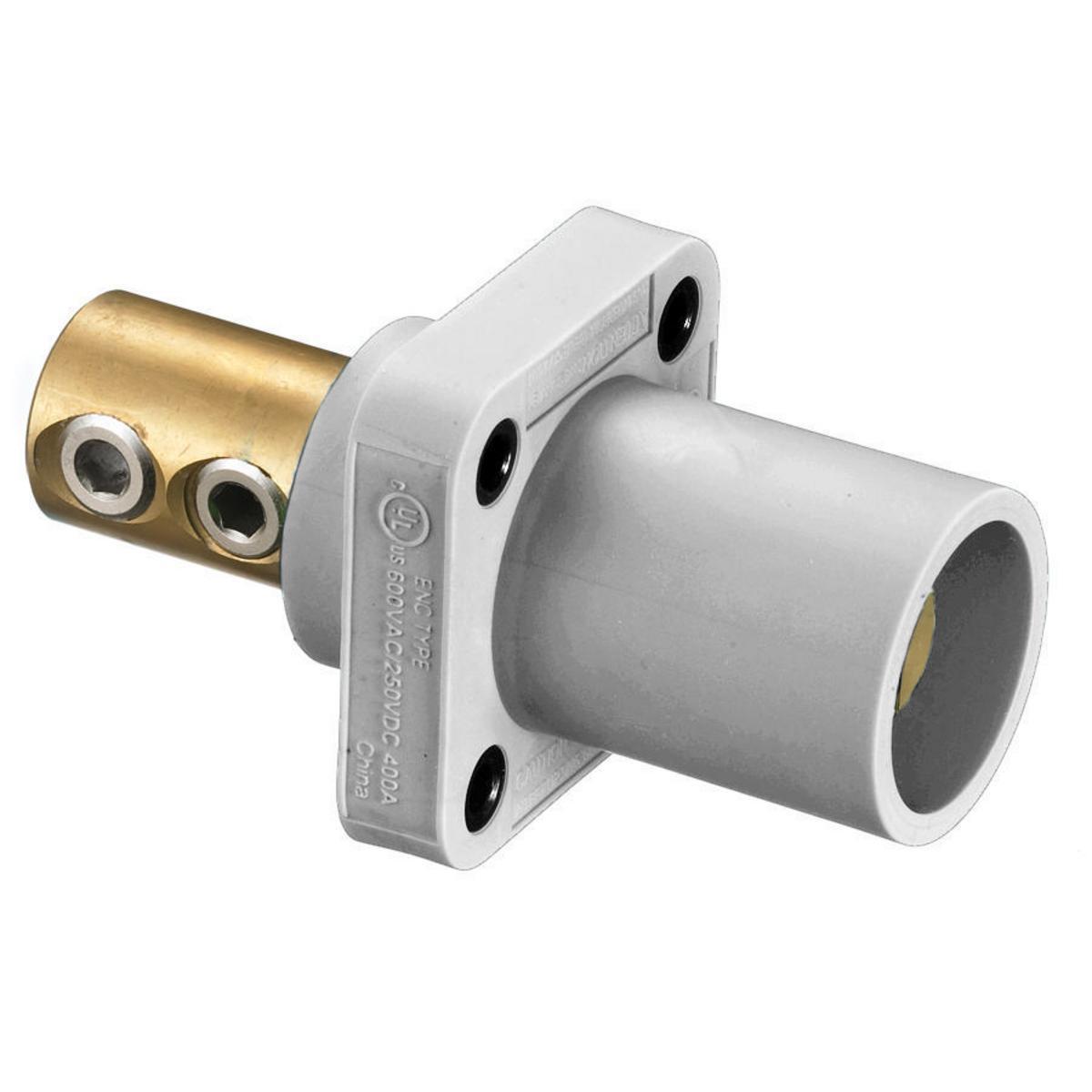 Hubbell Wiring Device-Kellems HBLMRW 1-Phase 1-Pole Male Heavy Duty Single Pole Receptacle, 600 V AC/250 V DC, 400 A, 4 to 4/0 AWG Wire, Screw Terminal Connection, 3R/4X/12K NEMA Rating