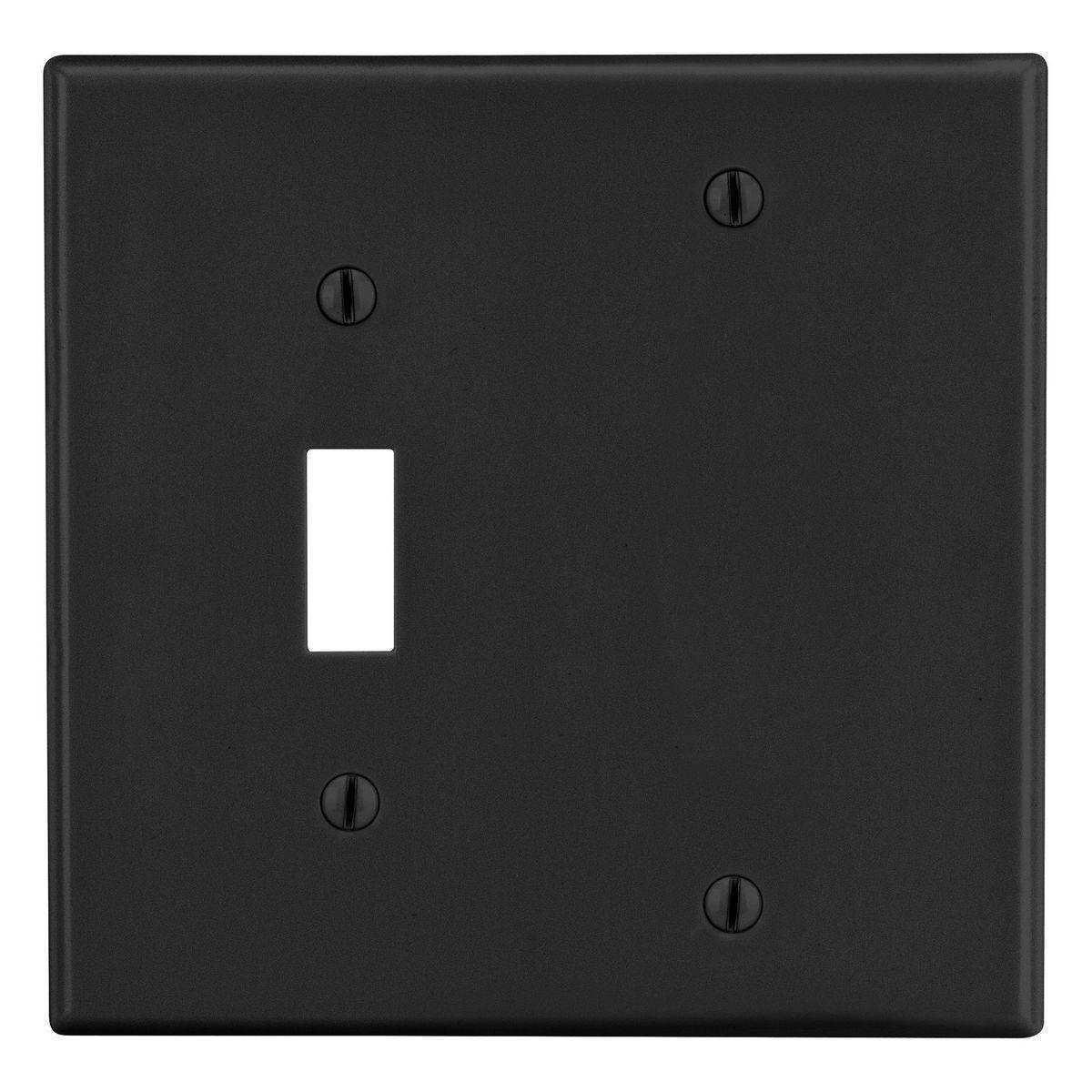 Hubbell Wiring Device-Kellems P113BK Non-Metallic Standard Wall Plate, 2 Gangs, 4.69 in W x 4.63 in H, Polycarbonate Thermoplastic, Black