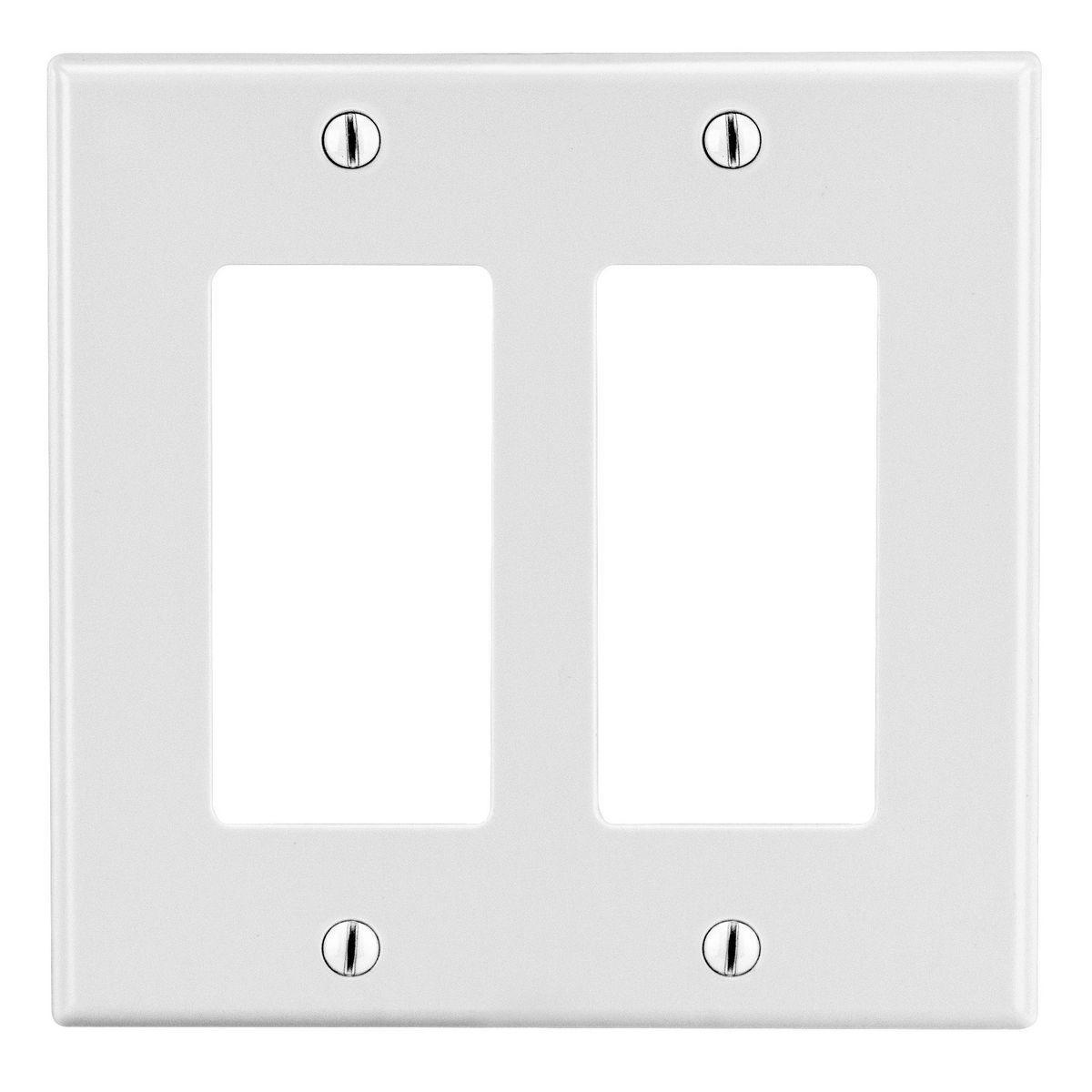 Hubbell Wiring Device-Kellems Style Line® P262W Standard Wall Plate, 2 Gangs, 4.69 in W x 4.63 in H, Polycarbonate Thermoplastic, White
