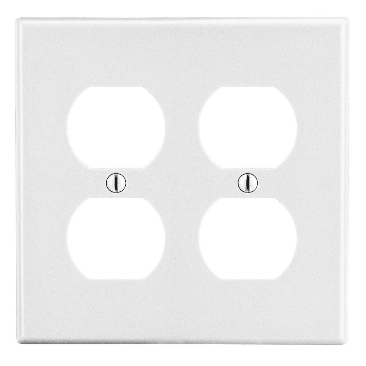 Hubbell Wiring Device-Kellems P82W Non-Metallic Square Wall Plate, 2 Gangs, Standard, Polycarbonate Thermoplastic, White