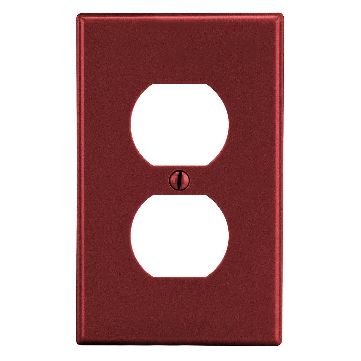 Hubbell Wiring Device-Kellems P8R Non-Metallic Standard Wall Plate, 1 Gangs, 2.88 in W x 4.63 in H, Polycarbonate Thermoplastic, Red