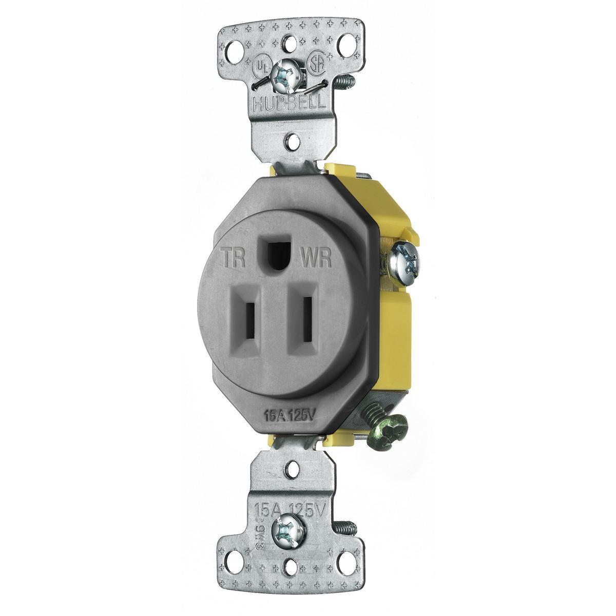 Hubbell Wiring Device-Kellems RR151GYWRTR Straight Blade Receptacles